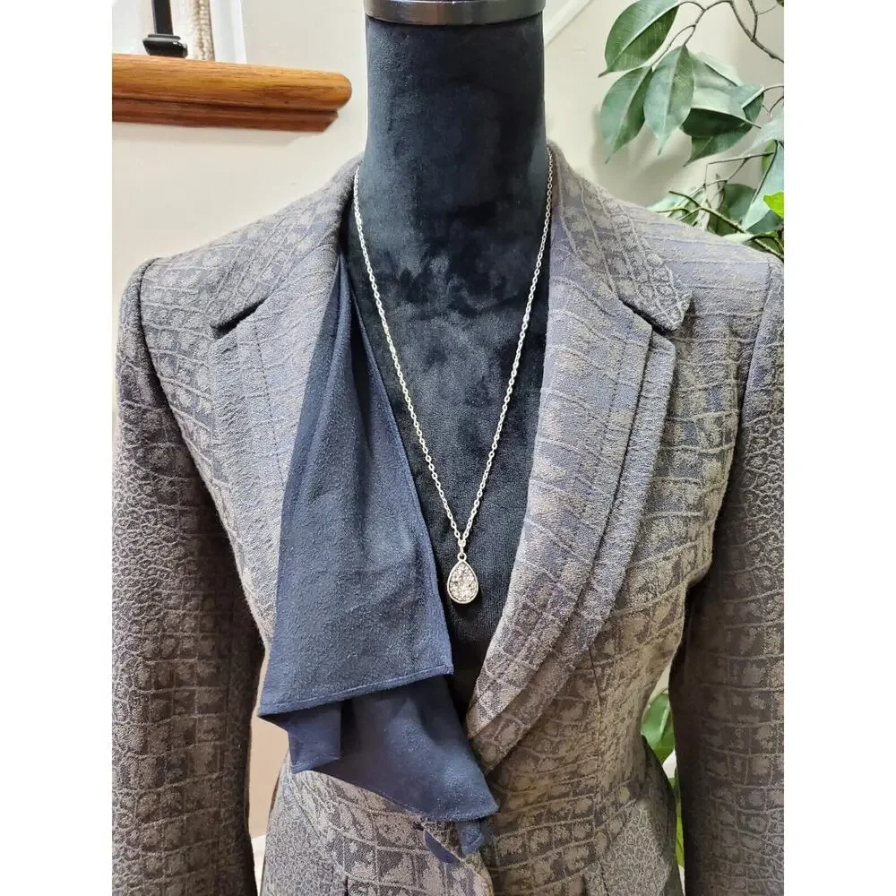 Thee Women's Gray Polyester Long Sleeve Single Breasted Casual Jacket Blazer M - Picture 6 of 13